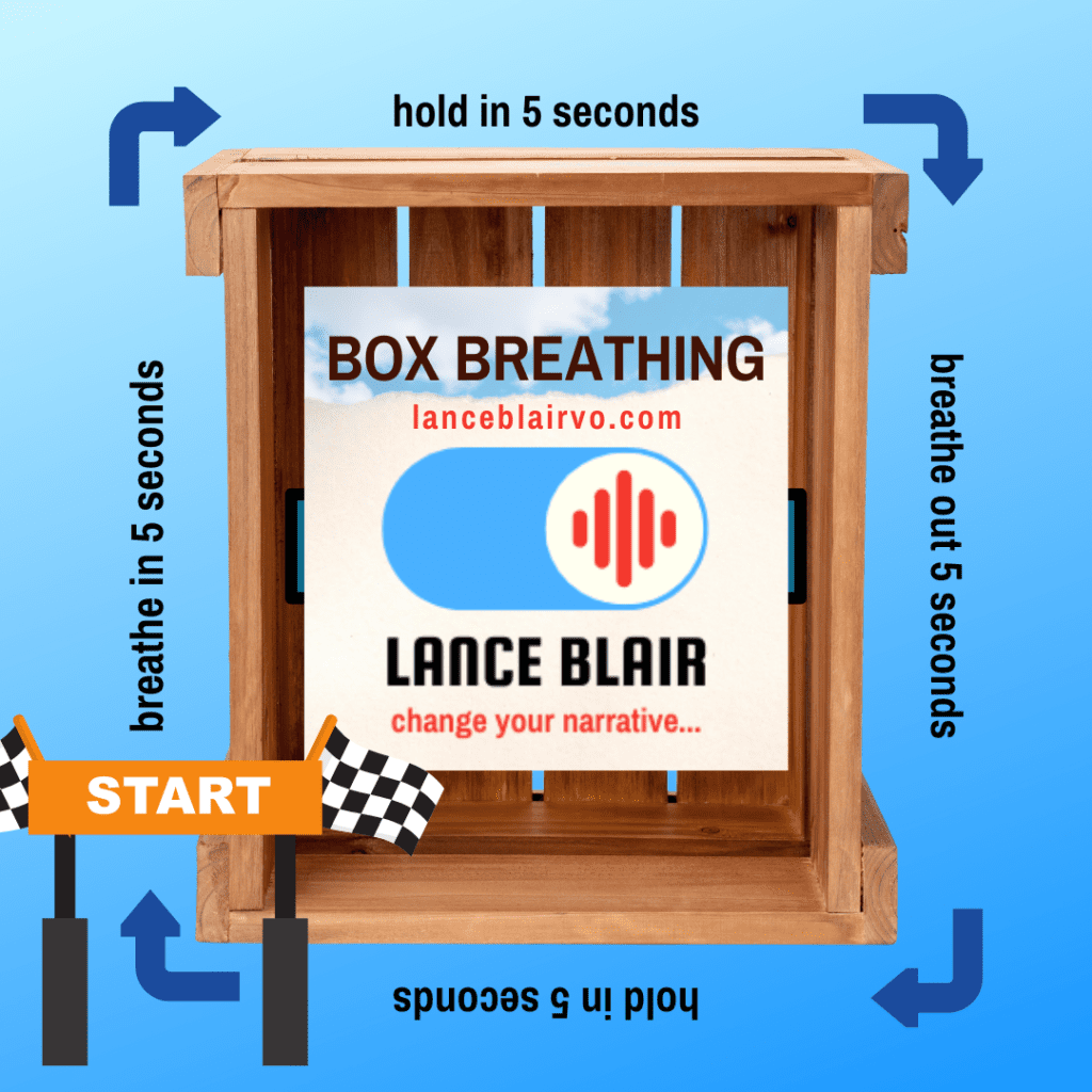 Box Breathing through your nose for good Voice Over Health. 