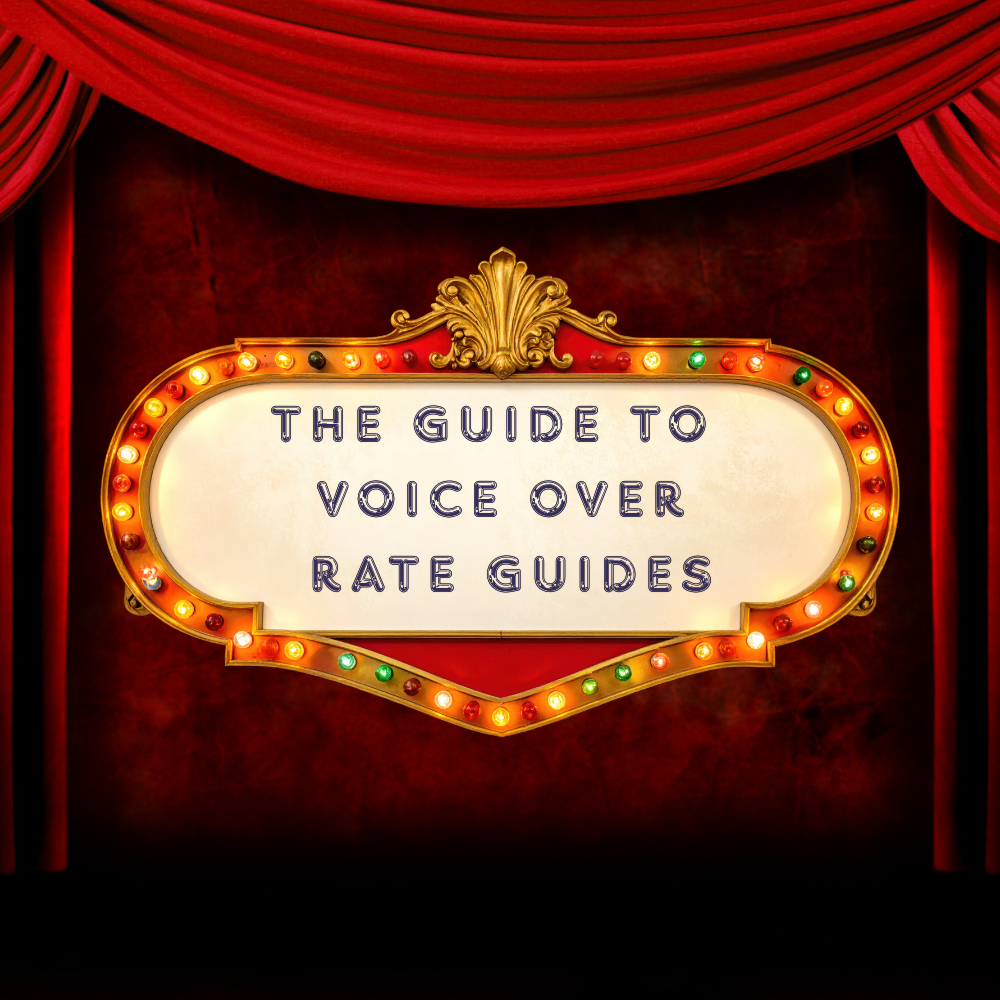 The Guide to Voiceover Rate Guides. Title on a Marquee in a Theater